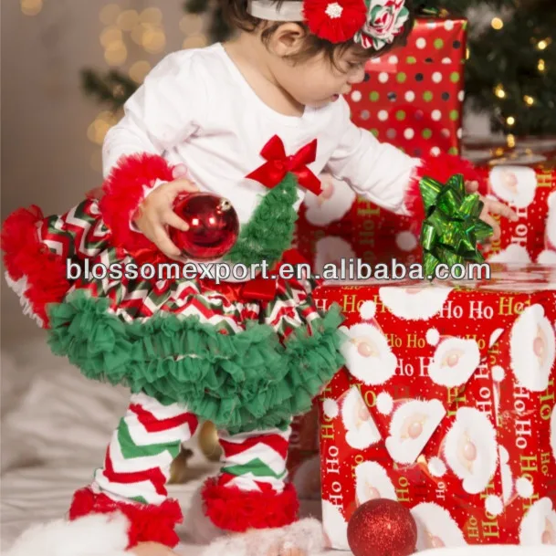 Xmas Kids Chiffon Fluffy Tulle Pettiskirt Red Christmas Baby Girls Tutu Skirt With Green Ribbon Trim