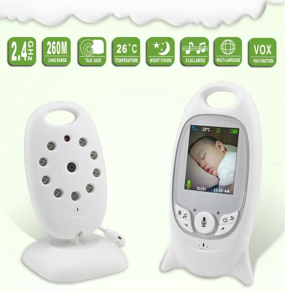 Baby Video Monitor Video Intercom Baby Walkie Talkie Baby Monitor Mount Night Vision Camera Sleeping Music Temperature Display