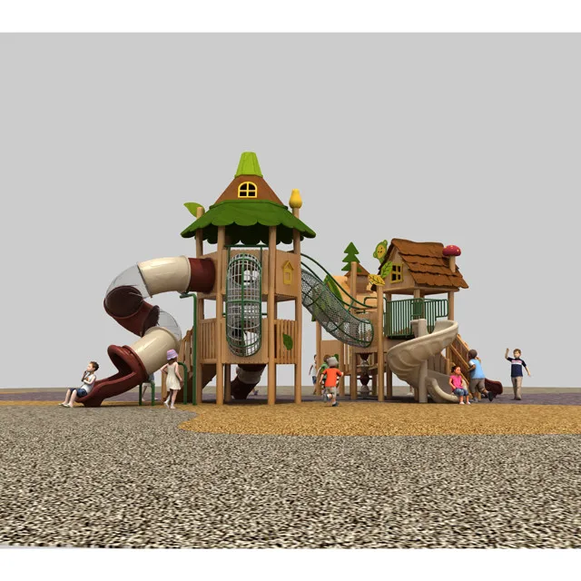Outdoor Amusement Park Physical Series Play Game With Wooden Playhouse For Children