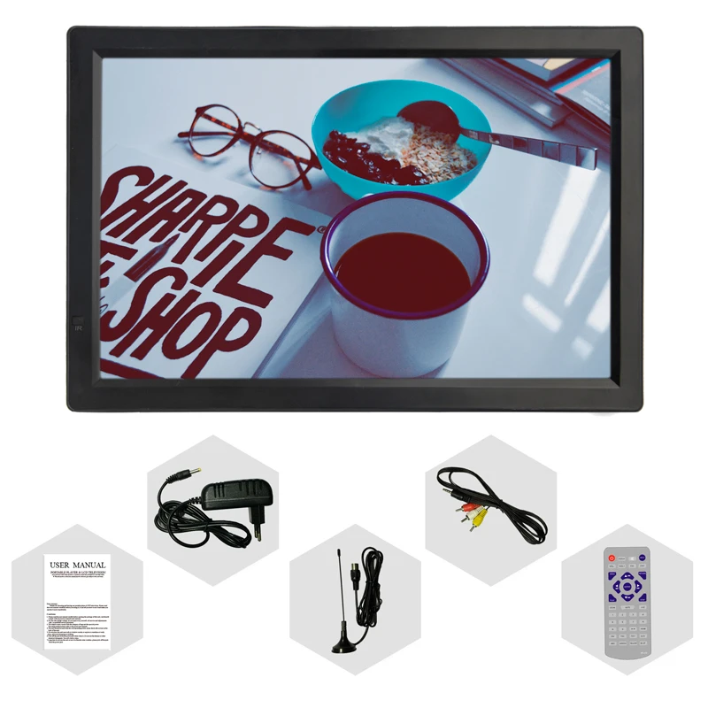 Leadstar portable 14.1 inch led digital  dvb-t  atsc isdb rechargeable lcd tv with FM function