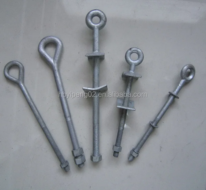 Hot dip galvanized Forged steel Eye Bolt with Round Ring for Pole Link Accessories