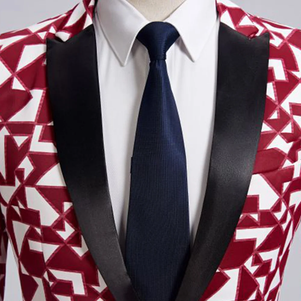 Mens 3 Piece Floral Printed Suits Slim Fit Stylish Prom Tuxedos