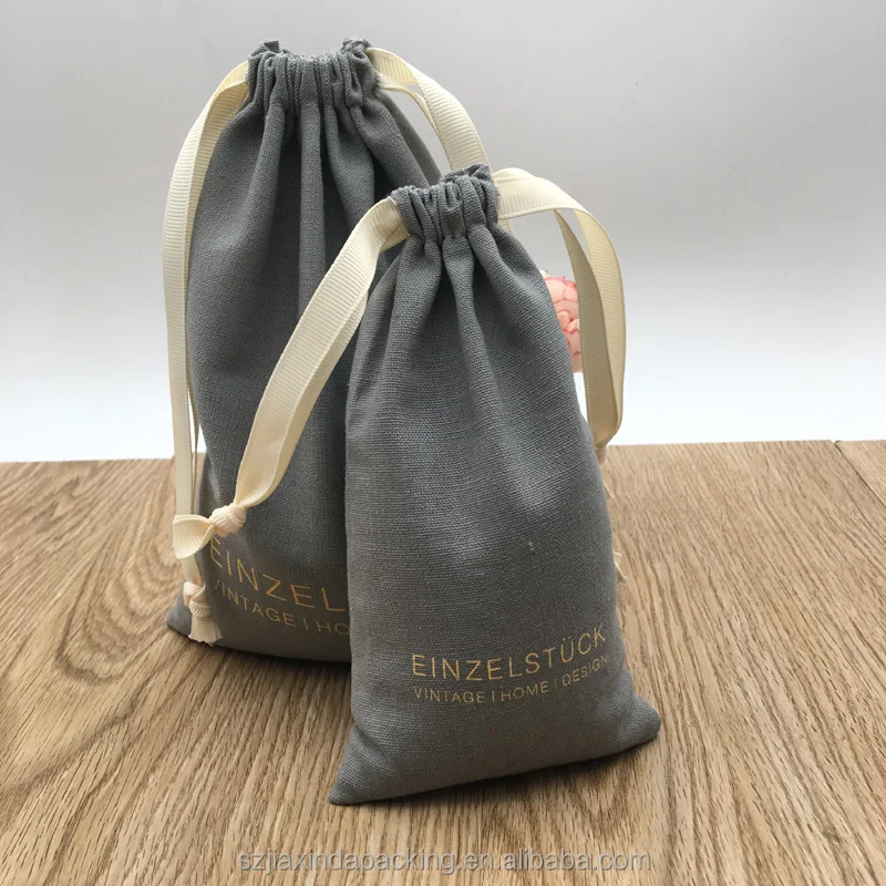 Promotional Cotton Linen Drawstring Bag With Logo
