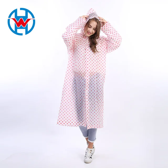 Fashionable Adult Cheap Custom 100% Waterproof EVA Seams Welded Recycled Long Rain Coat with wave point raincoats for adults