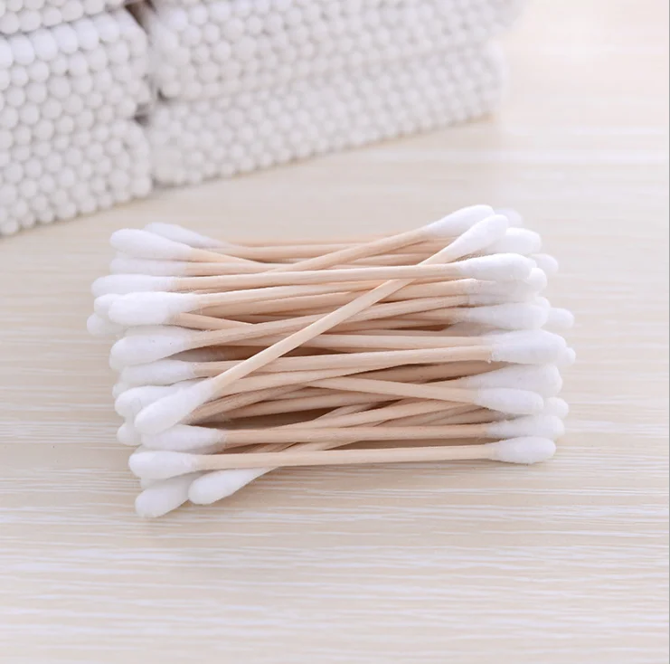 bamboo cotton ear buds in plastic bag packing
