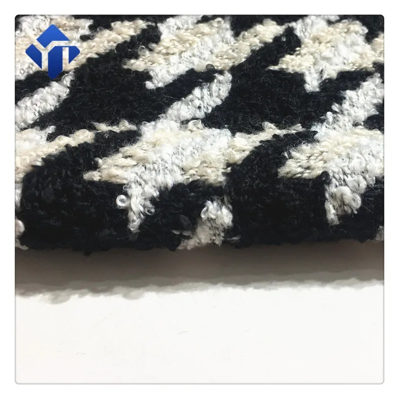 
Wholesale boucle houndstooth tweed jacquard suit fabric for women winter coat 