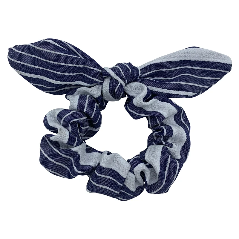 
Bunny Ear Bow knot Hair Scrunchies Stripe Fabric Hair Tie Fashion Hair Accessories For Girls 