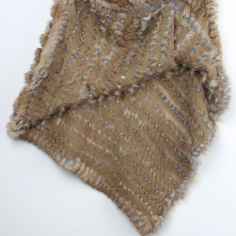 
Real Rabbit Fur Poncho Women Fashion Style Knitted Shawl Ladies Natural Fur Cape 