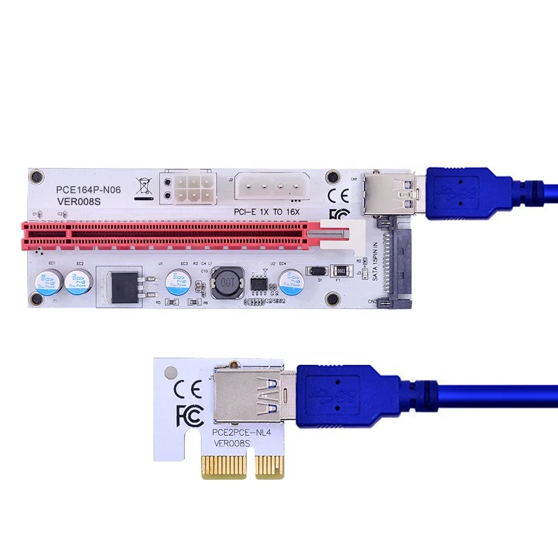 high quality PCI-E 1X TO 16X Graphics Extension Powered Riser Adapter Card 60cm USB 3.0 Cable