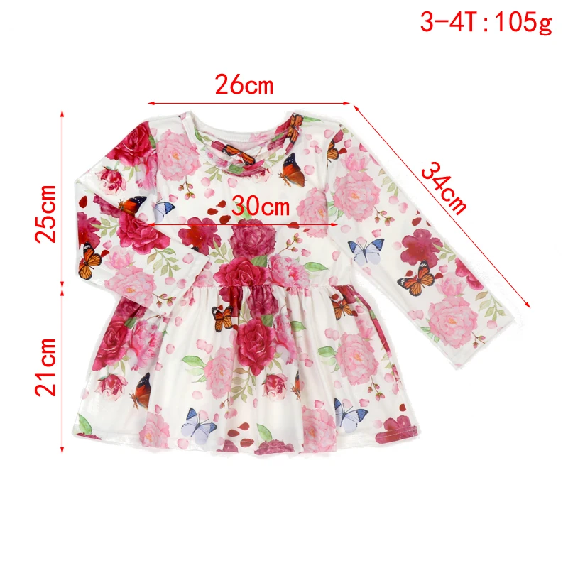 Wholesale Dress Baby Girls Flower Printing Princess Litter Girl Dress 0-6T