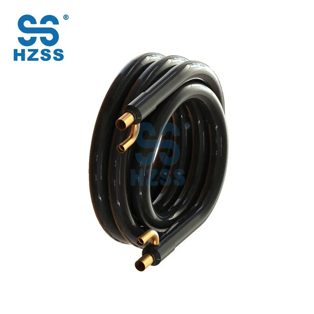 
China overseas service heat pump condenser/evaporator copper double pipes coaxial heat exchanger price 