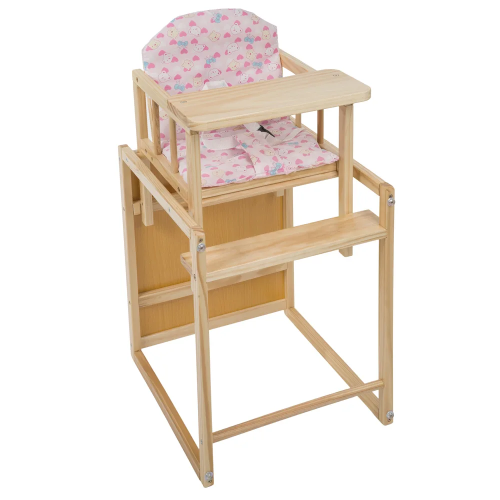 Safety Customized Design Wooden Baby Sitting High Chair
