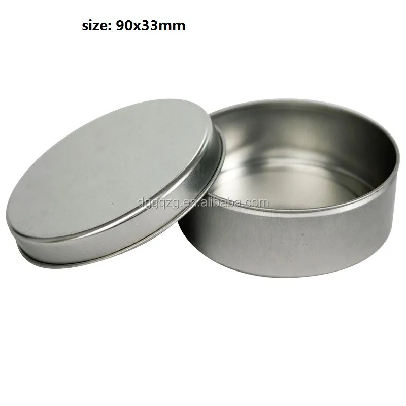 small round plain metal tin boxes