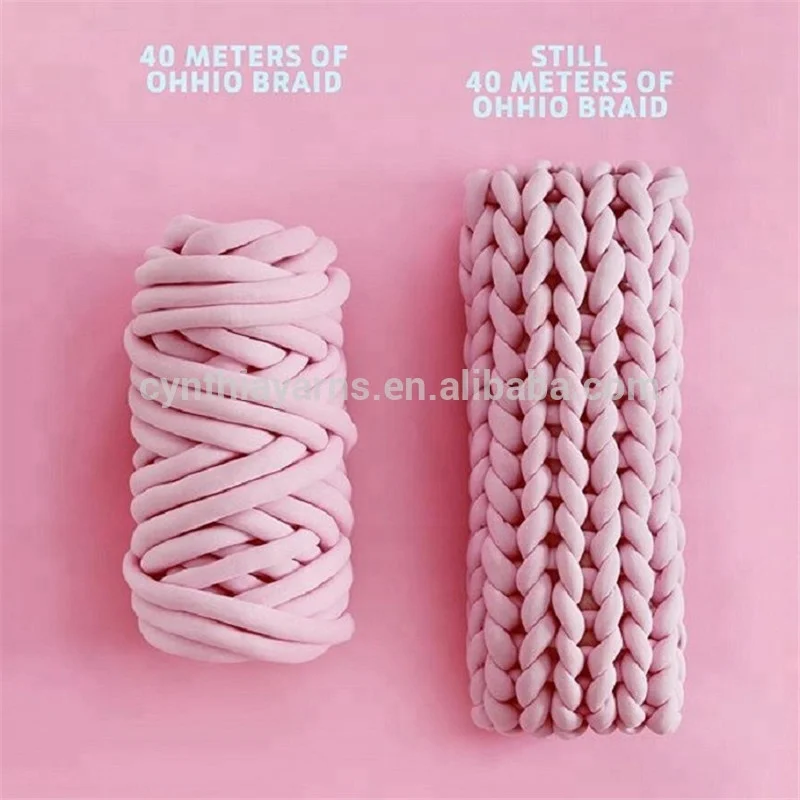 Cynthia New Design 100% Cotton Tube Microfiber Filled Super Giant Chunky Knitting Yarn Hand Knitted Blanket Braid Yarn