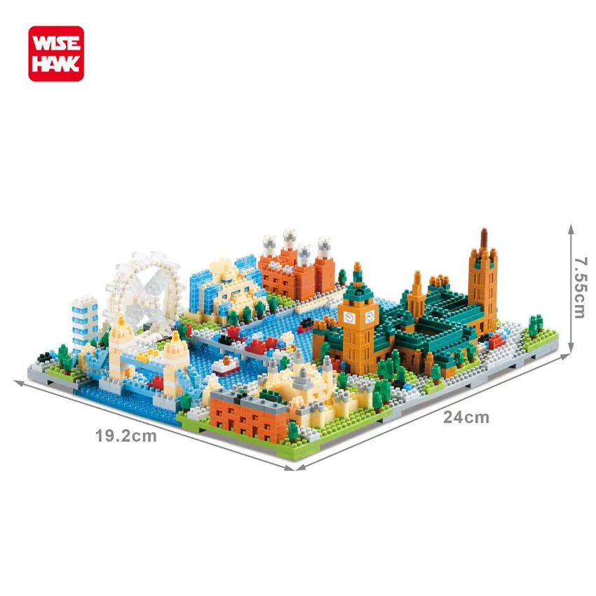 
WiseHawk ABS plastic building block Big Ben London architecture toys mini street block for children 