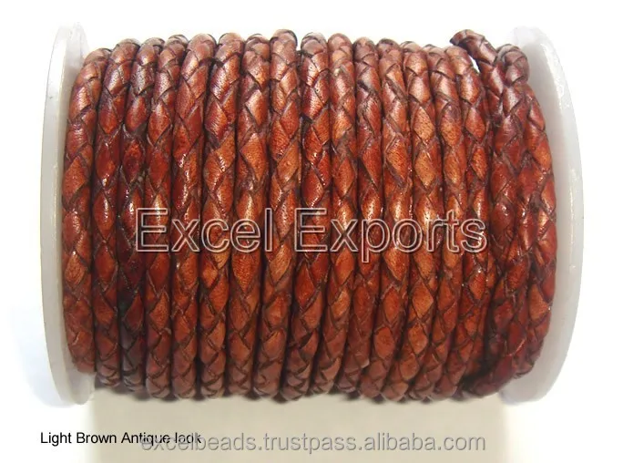 6 ply Braided Leather Cords - Top quality black braided leather bracelet cord bag handle dog leashes cords