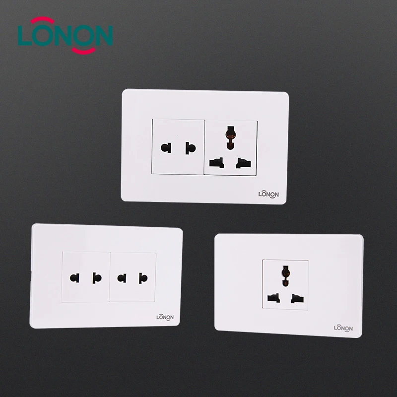High quality PC Metal 16A multi plug electric 2 pin and 3 pin socket with  wall socket