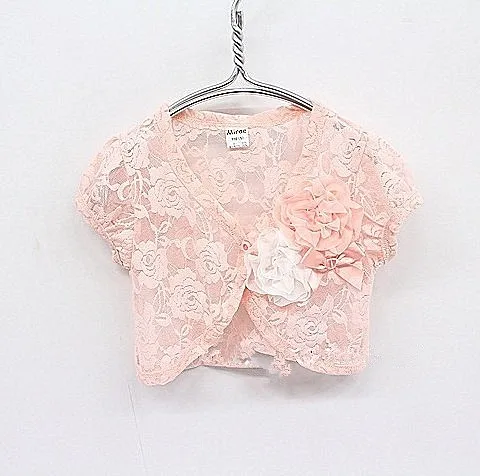 
Wholesale Kids Autumn Mini Bolero fashion girl Flower embroidered cape for baby girl dress LSKS 