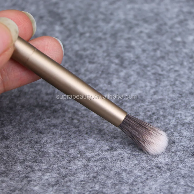 High quality synthetic hair double head makeup double sided aluminum handle cosmetic eye shadow mixing brush