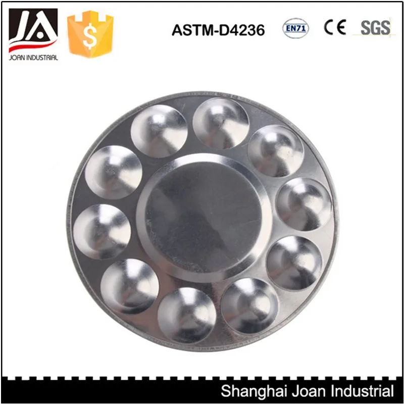 10 hole round aluminum metal paint palette