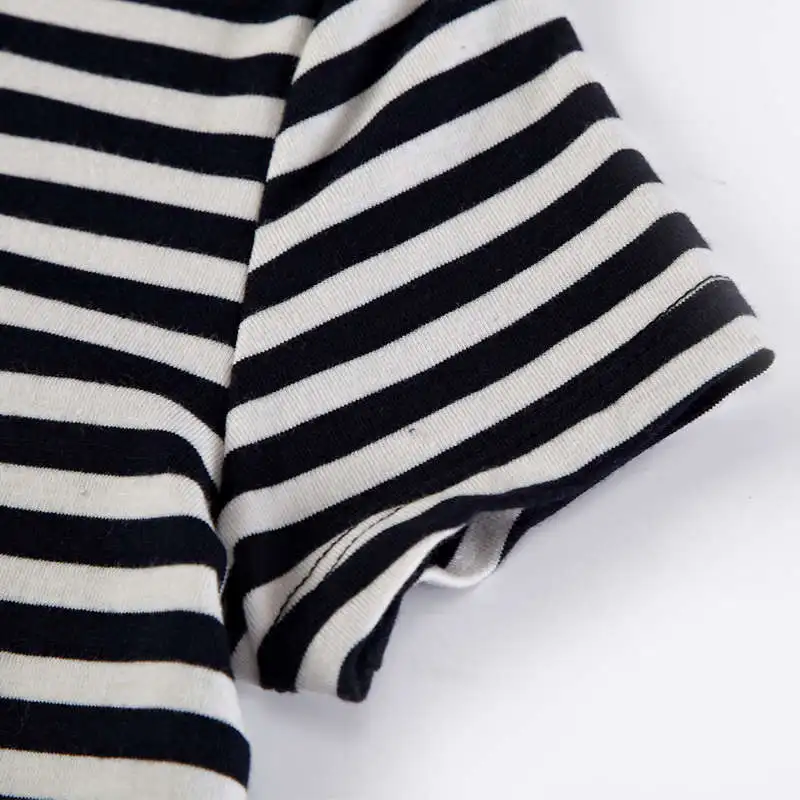 Wholesale Girls Dresses For Summer Season Child Clothes Kids Girl Casual Knitted Striped Frock Fashional Cotton Tshirt Dress