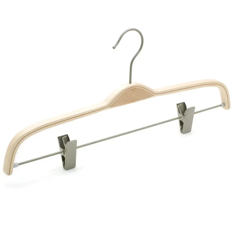 Natural laminated suit hangers (Round anti slip bar or clips and be added)