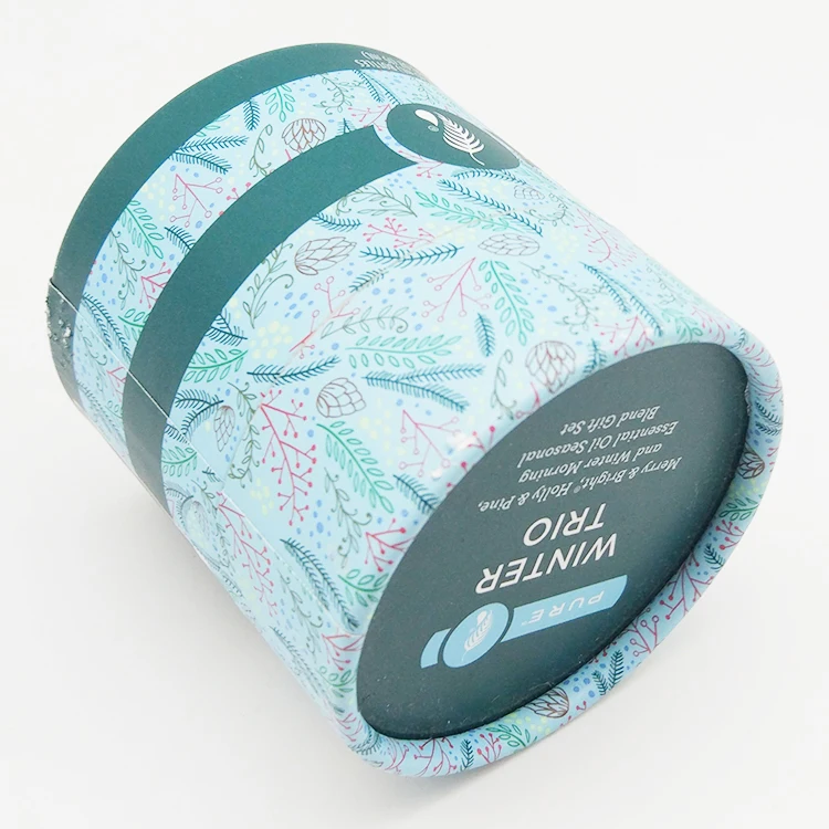 Custom Printed Essential Oil Storage Tube Packaging Rigid Paper Cardboard Luxury Round Gift Cylinder Perfume Box With Lid