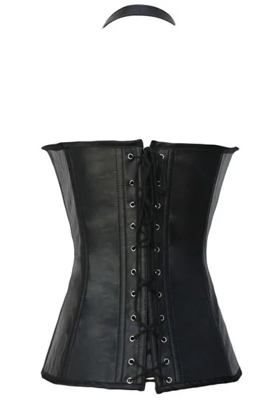 Instyles black leather steampunk corset OVER BUST CORSET