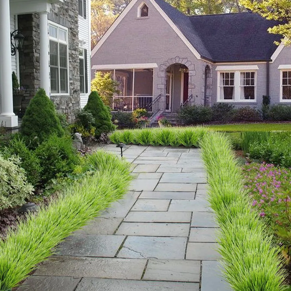 Artificial Plants Faux Plastic Wheat Grass Fake Leaves Shrubs Simulation Greenery Bushes Indoor Outside Home Garden Decor