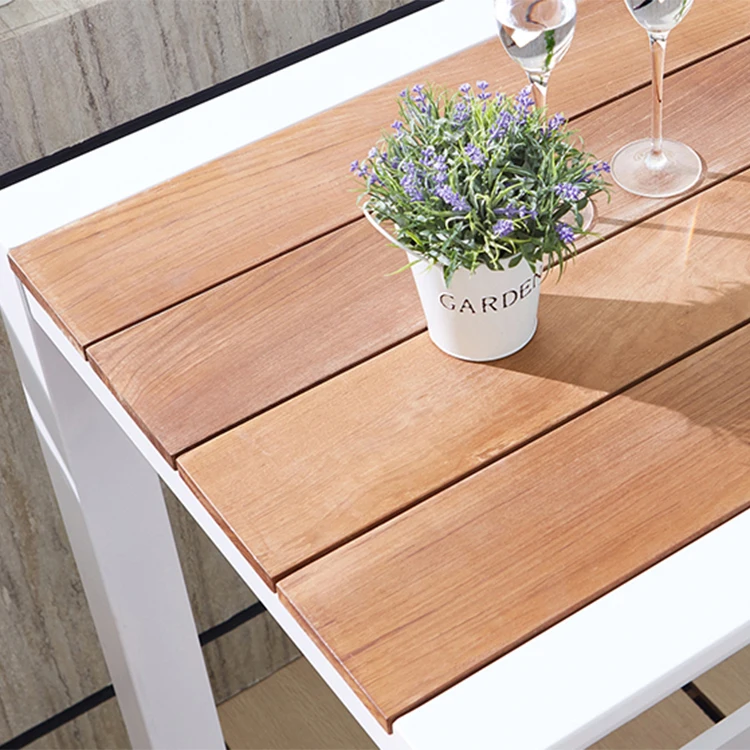 Modern 3 Piece white Luxury Garden Furniture Aluminum Outdoor Patio High Bar Dining Table Chairs Set for Sale