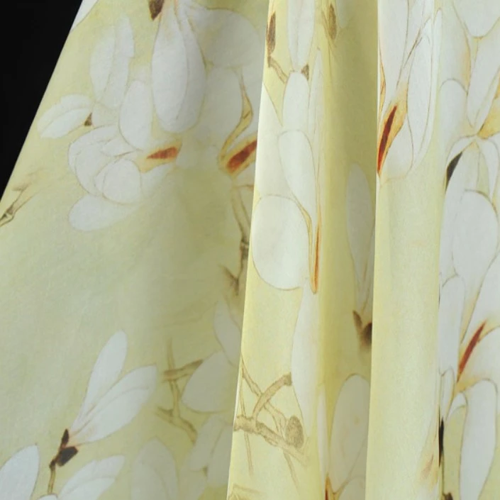 
High-end Printed 100% silk satin organza fabric 