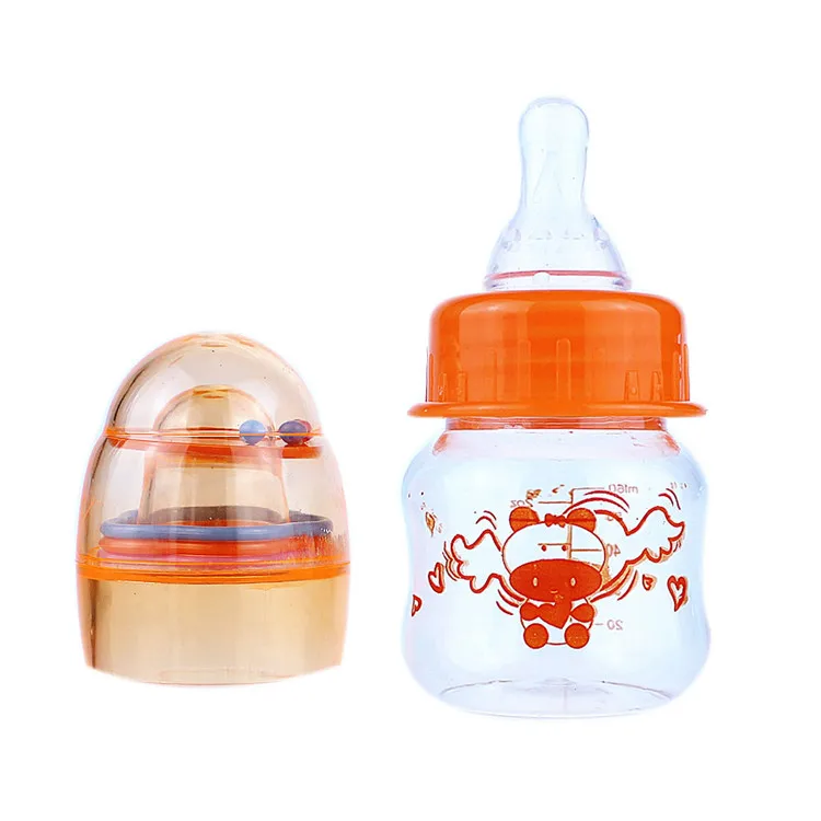 2oz 60ML BPA free food grade plastic pp/pc funny mini milk bottle newborn baby feeding bottle with rattles
