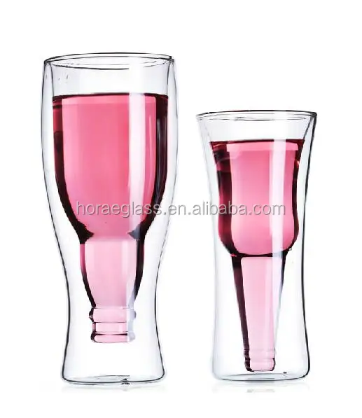 New Beer Glass Double Wall Creative Upside Nice Handmade  Cup Beer Glass