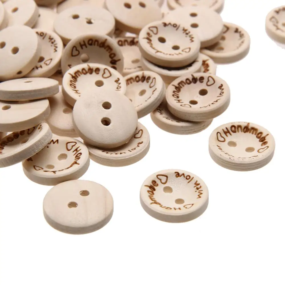 100pcs/bag Wooden Buttons Handmade Letter Love Scrapbooking For Wedding Decoration DIY Craft apparel accessories