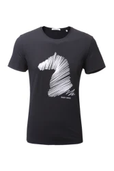 Men Tshirt 100% Cotton T Shirt Embroidery Wholesale Mercerized Cotton Casual Animal Pattern with Pattern Garment DYED Jersey