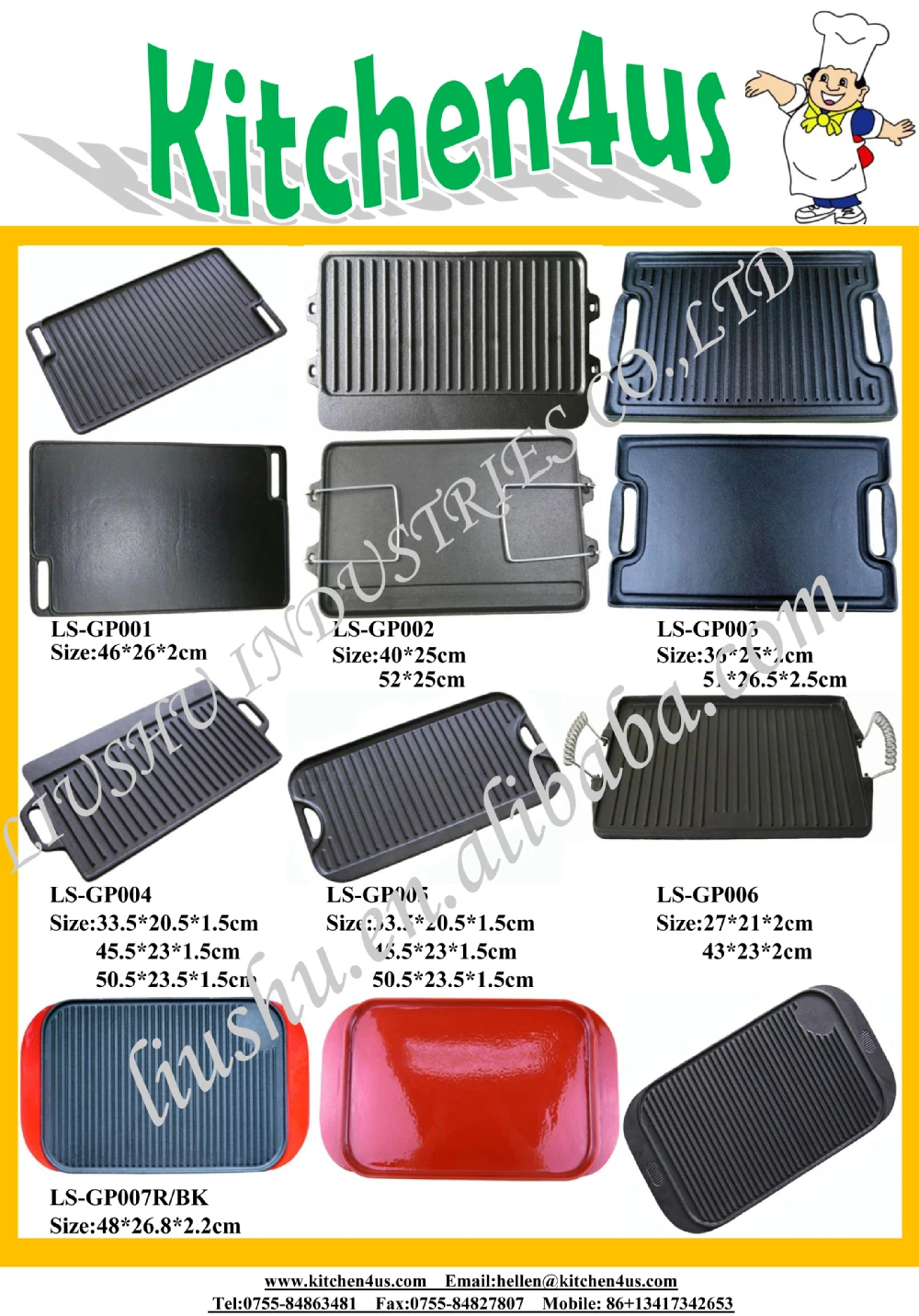 Cast iron bbq griddle grill pan