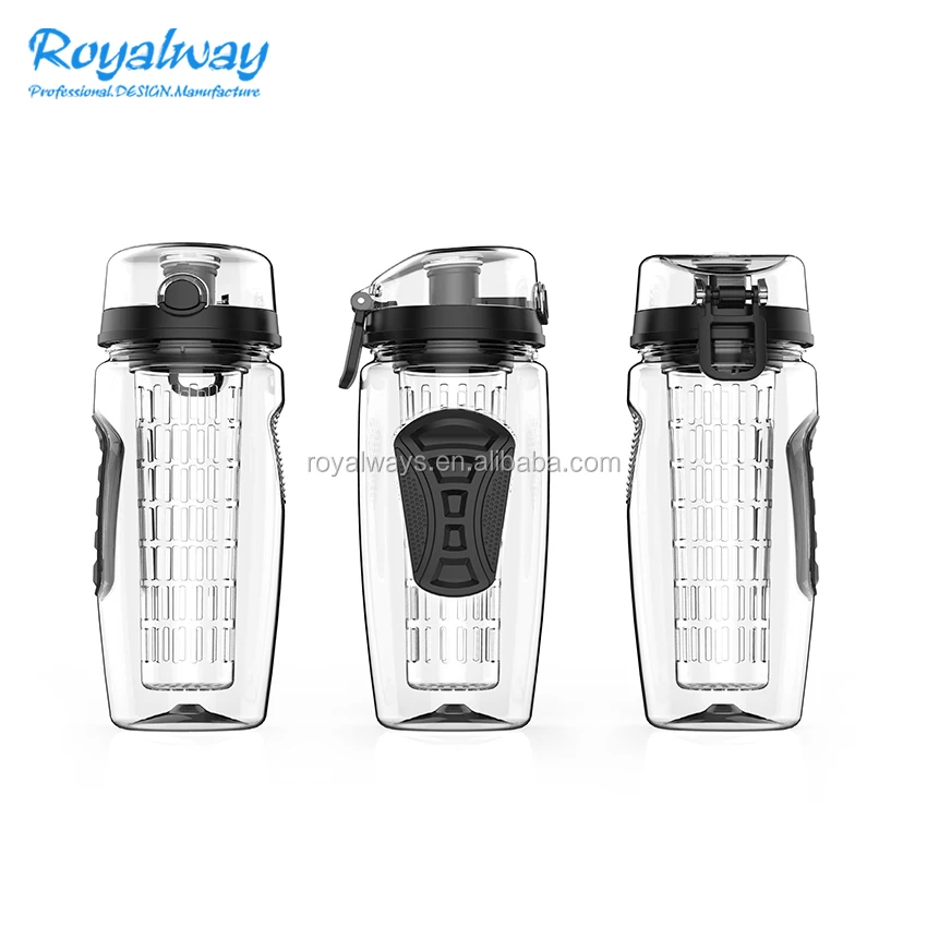 1000ml Motivational Clear Water Bottle with Filter and Full Length Infusion Rod for Camping