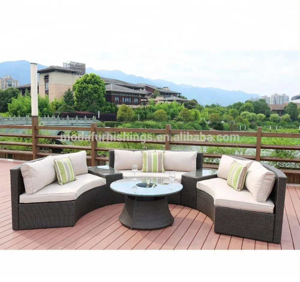 2018 Stylish Rattan Half Moon Sofa Sets Patio Wicker Outdoor Garden Furniture