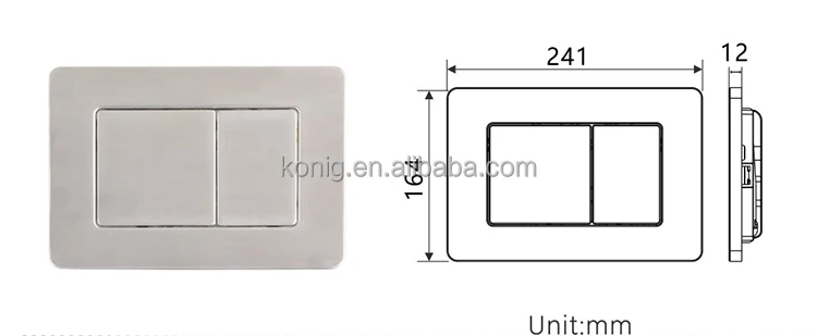
Durable Toilet Push Front Plate for concealed cistern, dual button Brushed Stainless Steel 