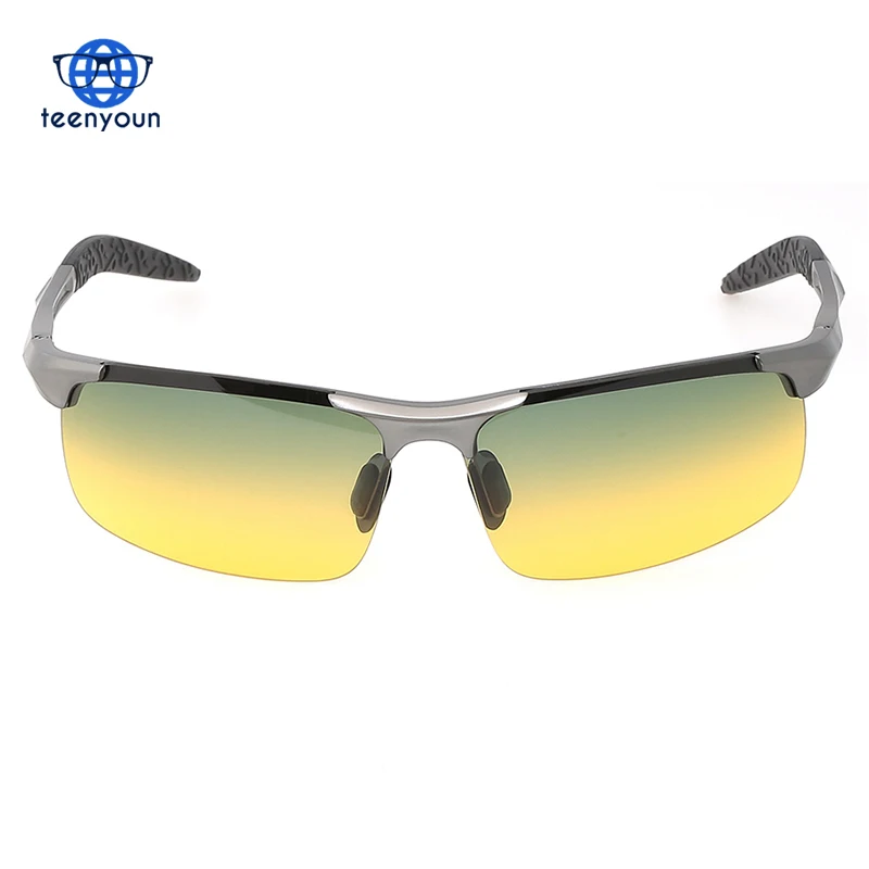 Мужские поляризованные солнцезащитные очки для вождения в дневное и ночное время суток антибликовые очки из алюминиево-магниевого сплава