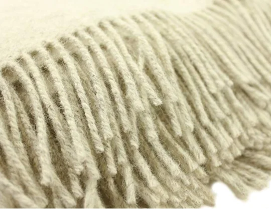 
100% Natural Lambswool Non-Dyed Fringed Soft and Warm Knit Home Throw Blanket 