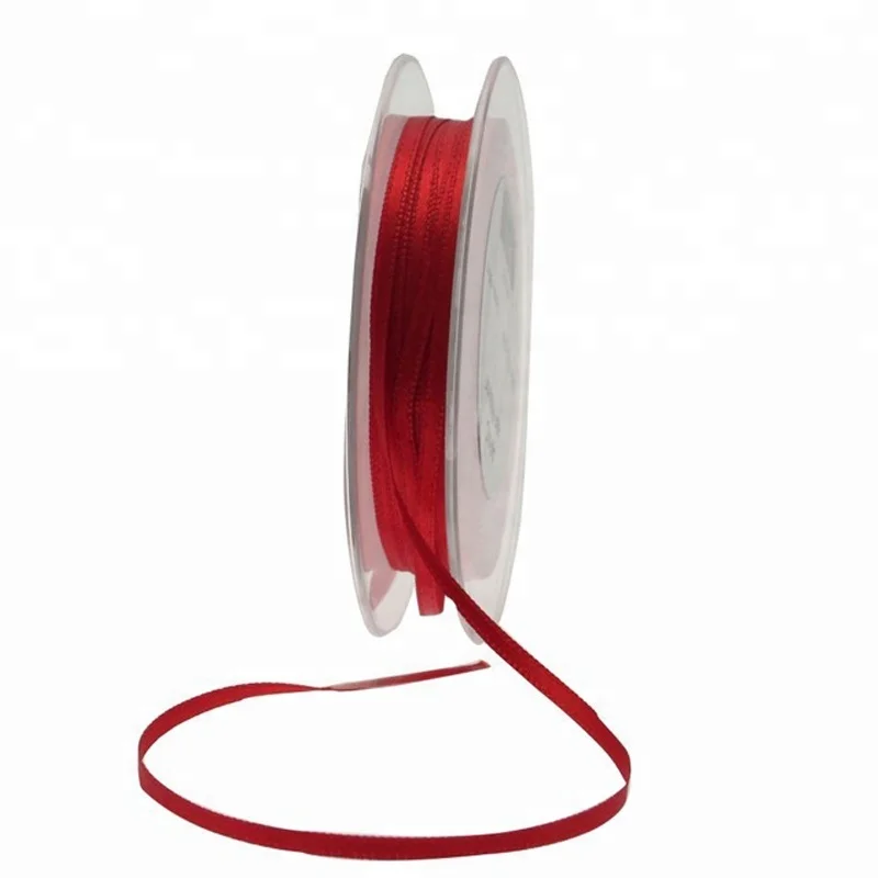 Cheap price wholesale 3mm wide double face red satin ribbon