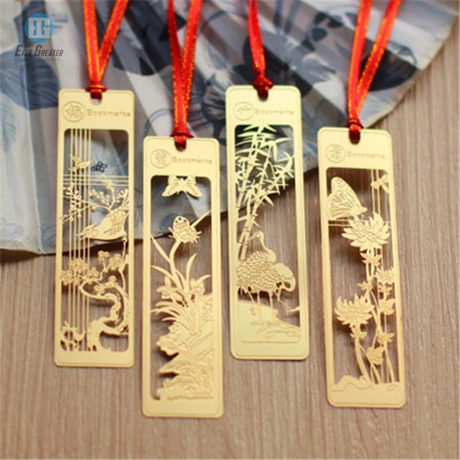 Chinese Style Vintage Exquisite  Personalized Beautiful Shiny Gold Metal Bookmark For Book
