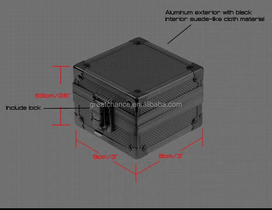 Watch Jewellery Storage Display Present Gift Box Case Aluminum Black