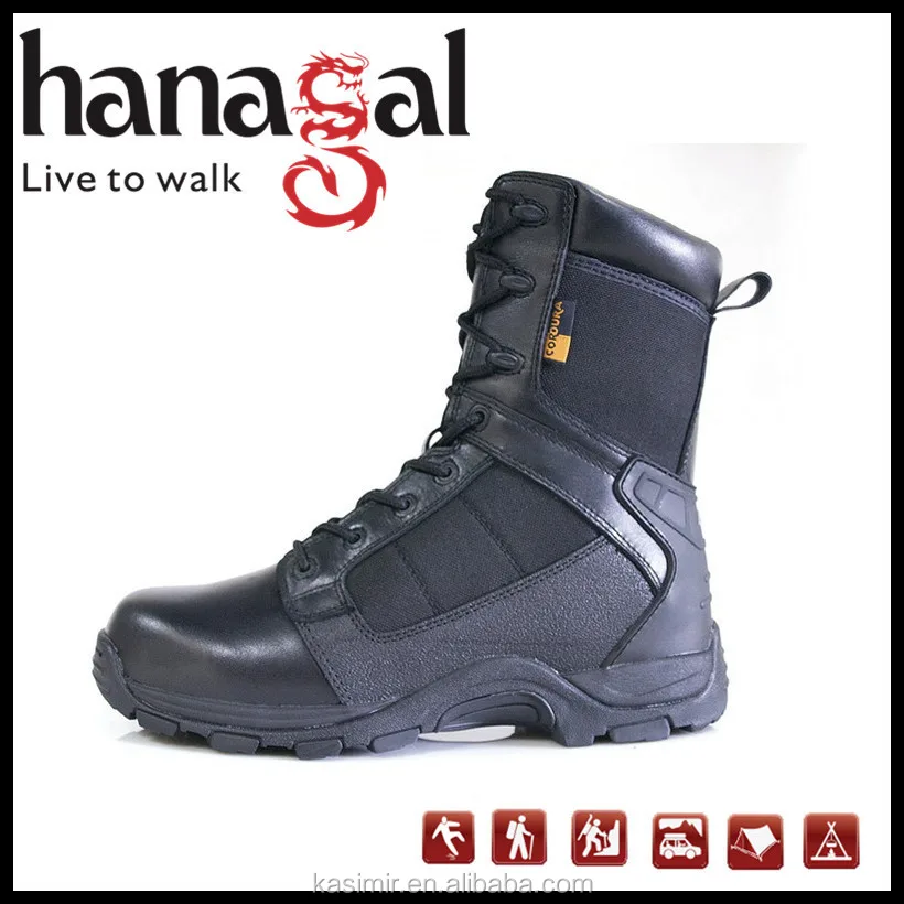 Hanagal Black Leather British Tactical  Combat  Full grain Leather