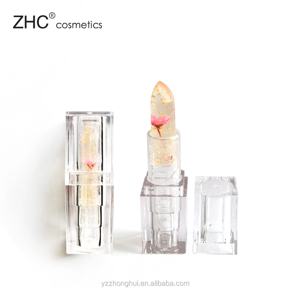 CC2588 Magic temperature color change flavored jelly clear flowers Lipstick