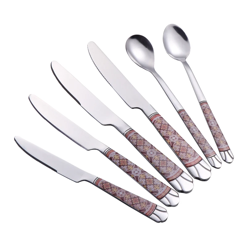 
Wholesale Bulk Stainless Steel Cutlery With Decal For Home Hotel Restaurant 