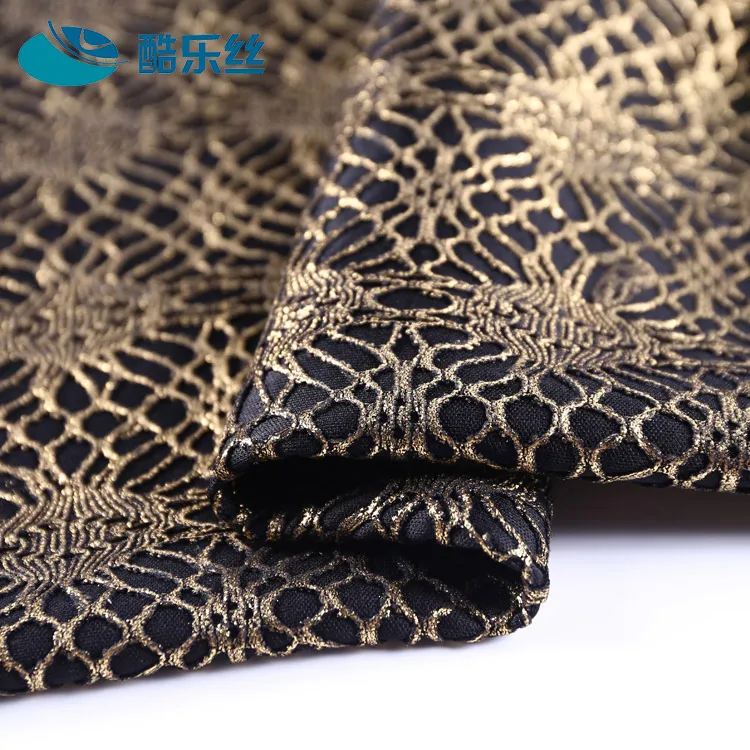 
2019 modern new design popular bronzed bonded beautiful 100 polyester brocade lace fabric 