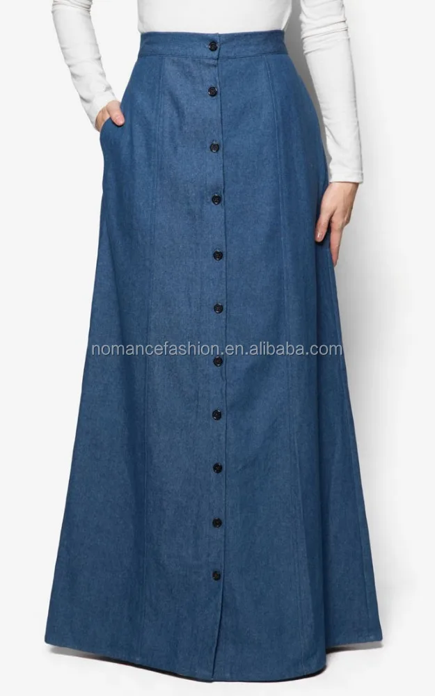 Button Down long maxi skirt womens