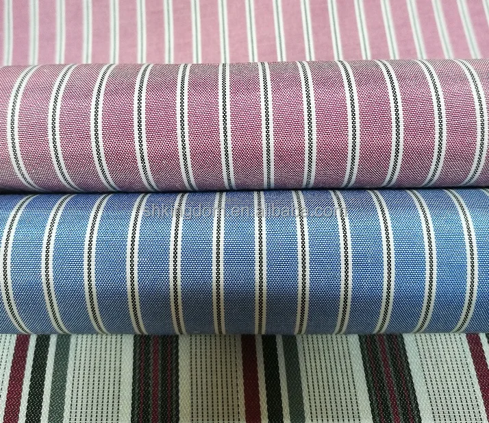 Polyester/Cotton Striped Shirting Fabric Plain Woven Yarn Dyed for Suits Garments Home Textiles Bags Caps Toys